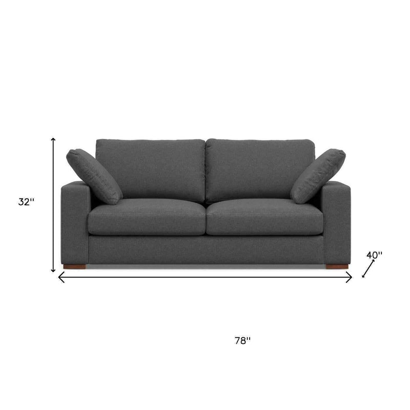 78" Gray Fabric Sofa With Brown Legs