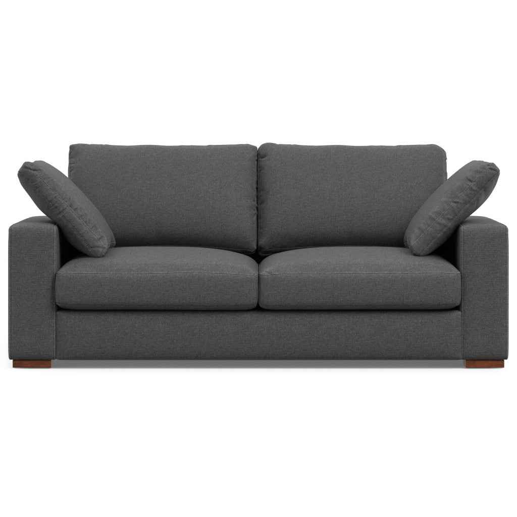 78" Gray Fabric Sofa With Brown Legs