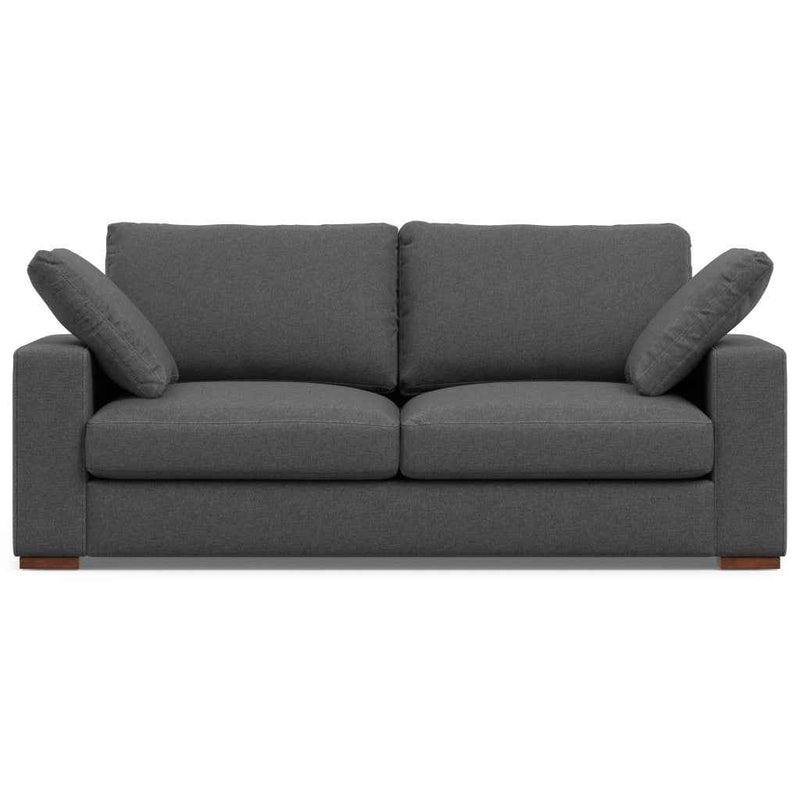 78" Gray Fabric Sofa With Brown Legs