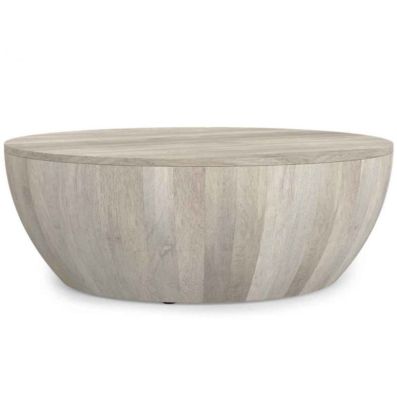 34" White Solid Wood Round Solid Coffee Table