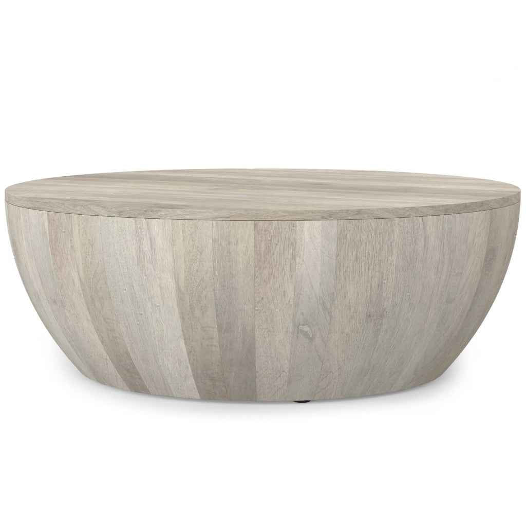 34" White Solid Wood Round Solid Coffee Table