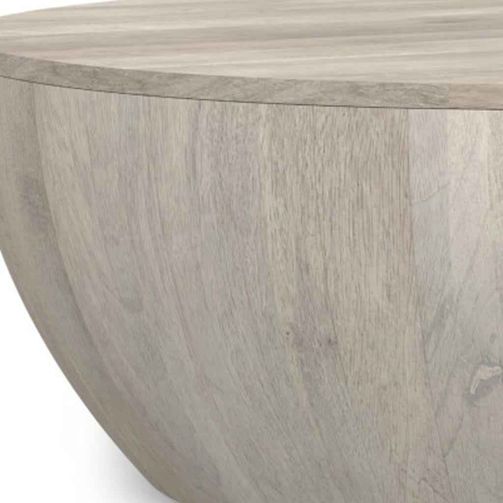 34" White Solid Wood Round Solid Coffee Table