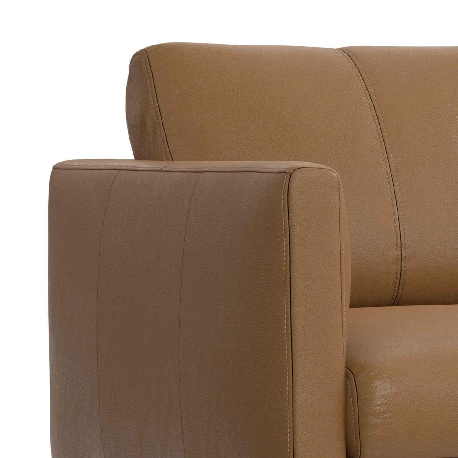 60" Brown Leather Sofa With Black Legs