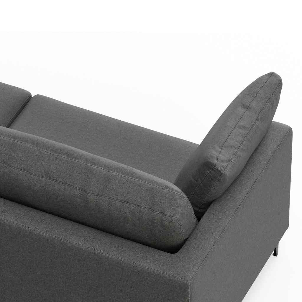 76" Gray Fabric Sofa With Black Legs