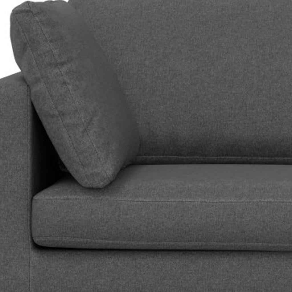 76" Gray Fabric Sofa With Black Legs