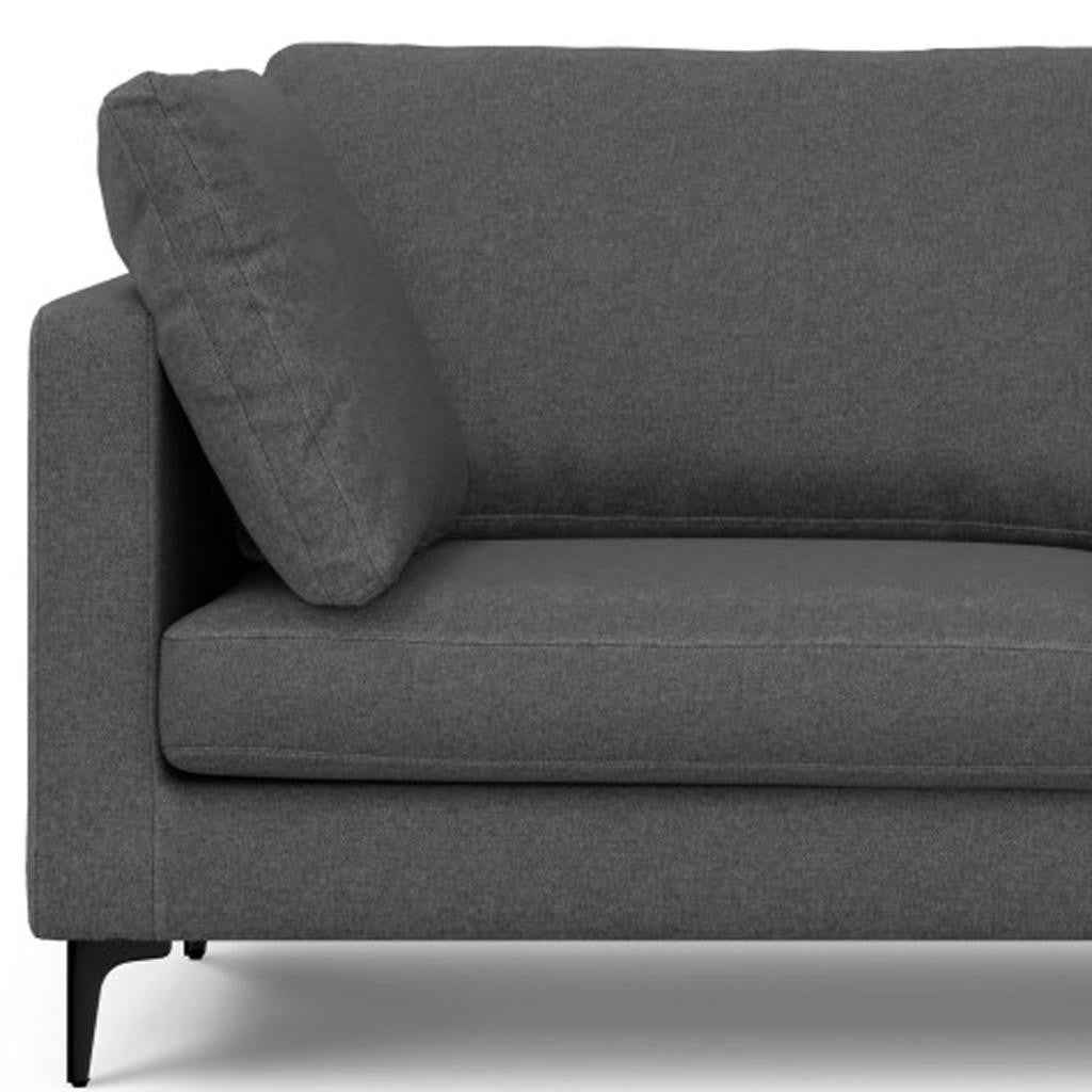 76" Gray Fabric Sofa With Black Legs