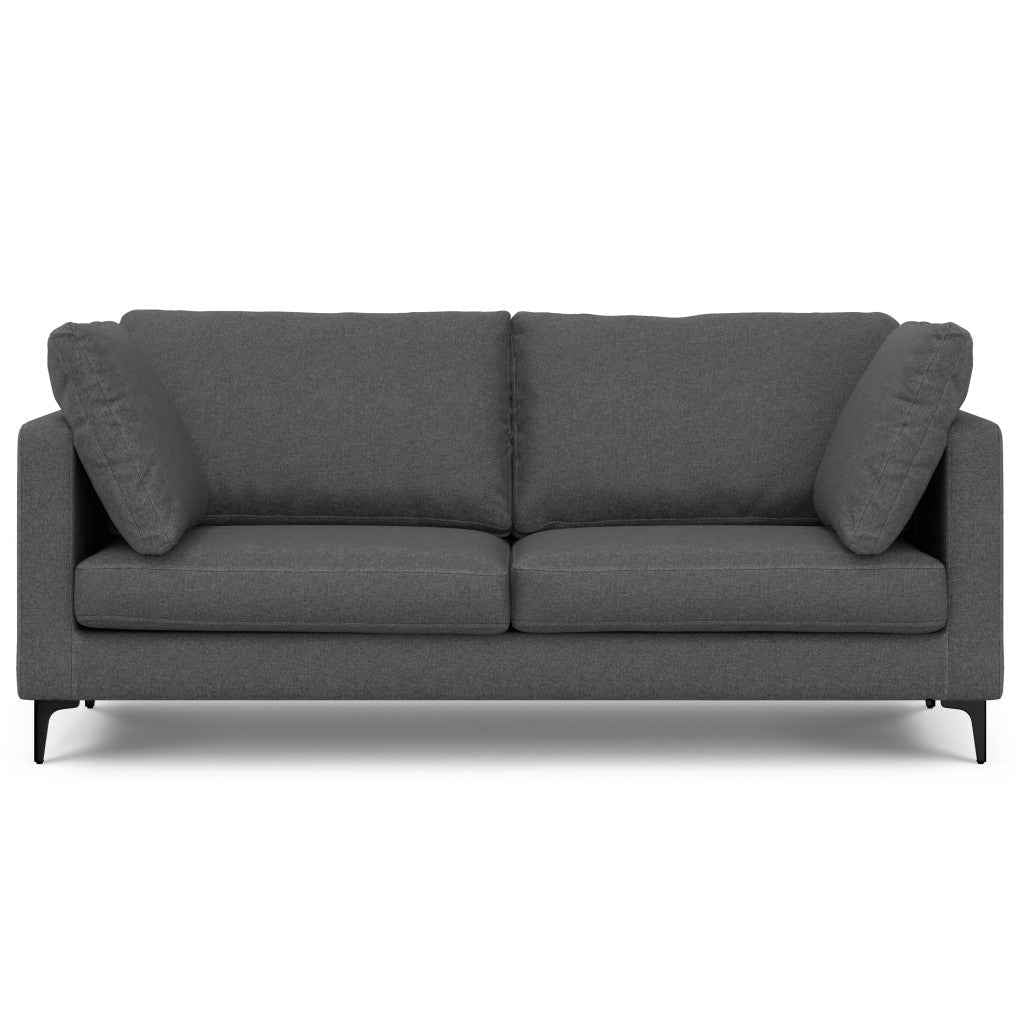 76" Gray Fabric Sofa With Black Legs