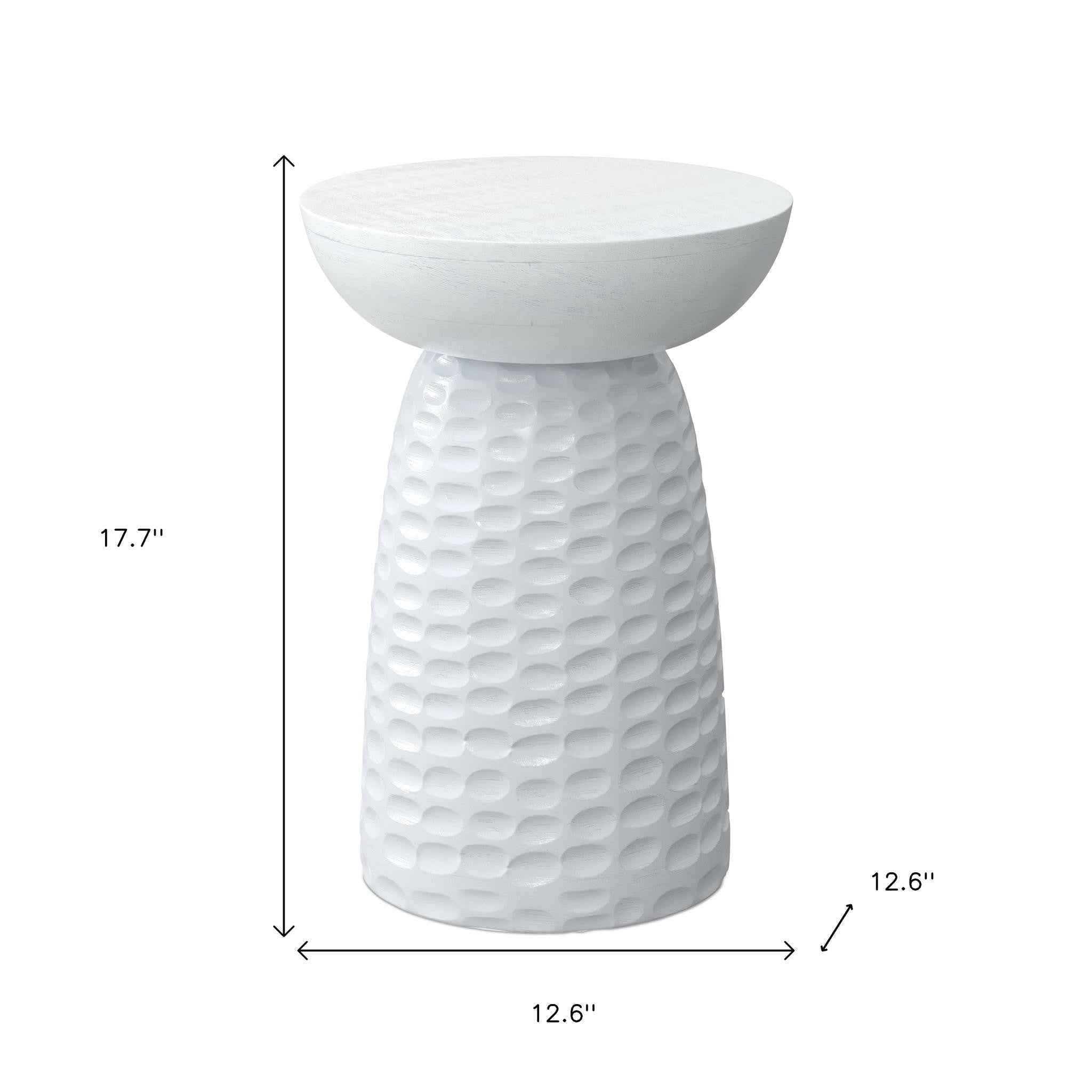 18" White Solid Wood Round End Table