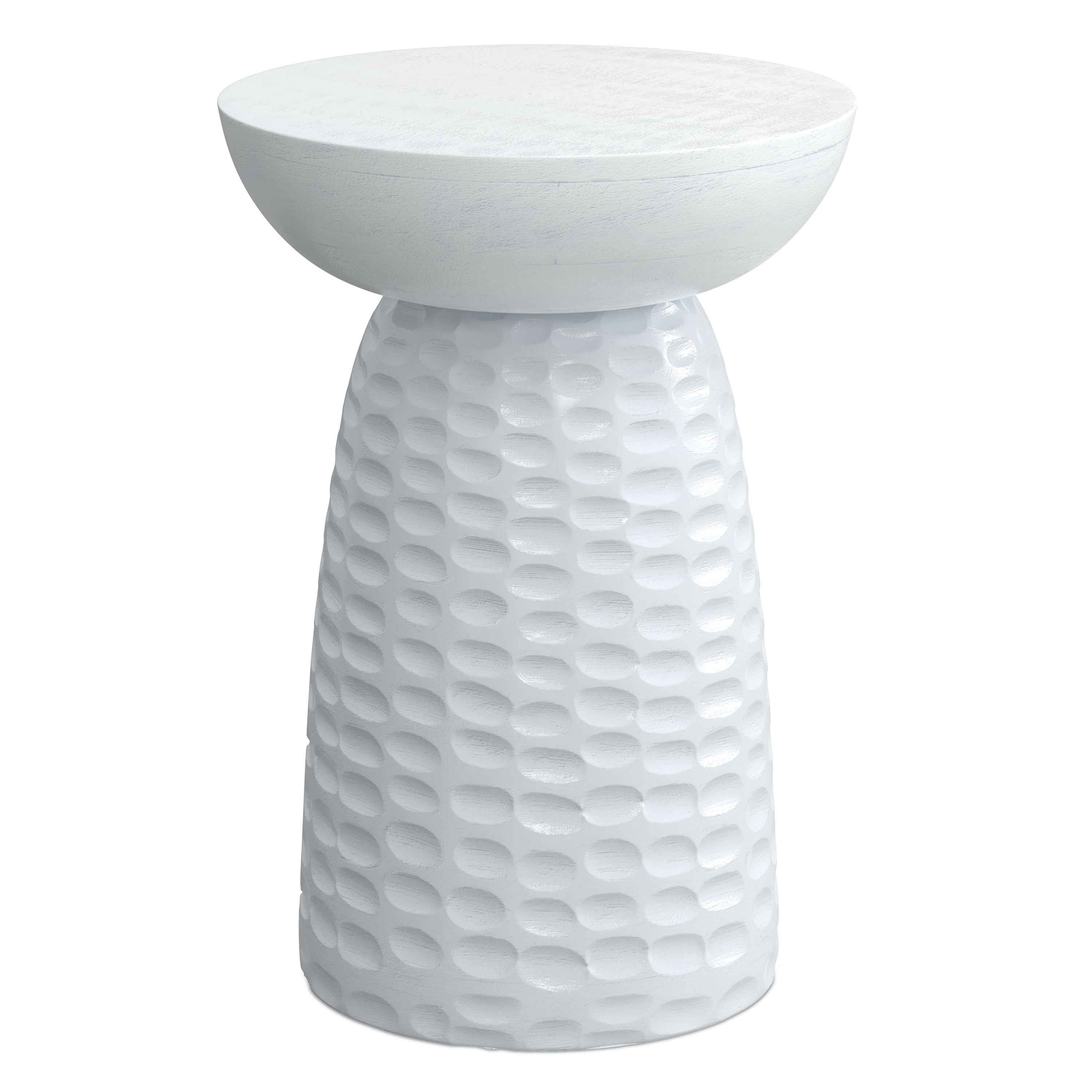 18" White Solid Wood Round End Table