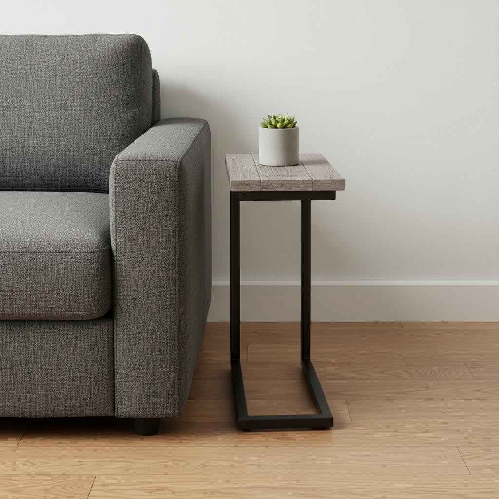 24" Beige Metal End Table