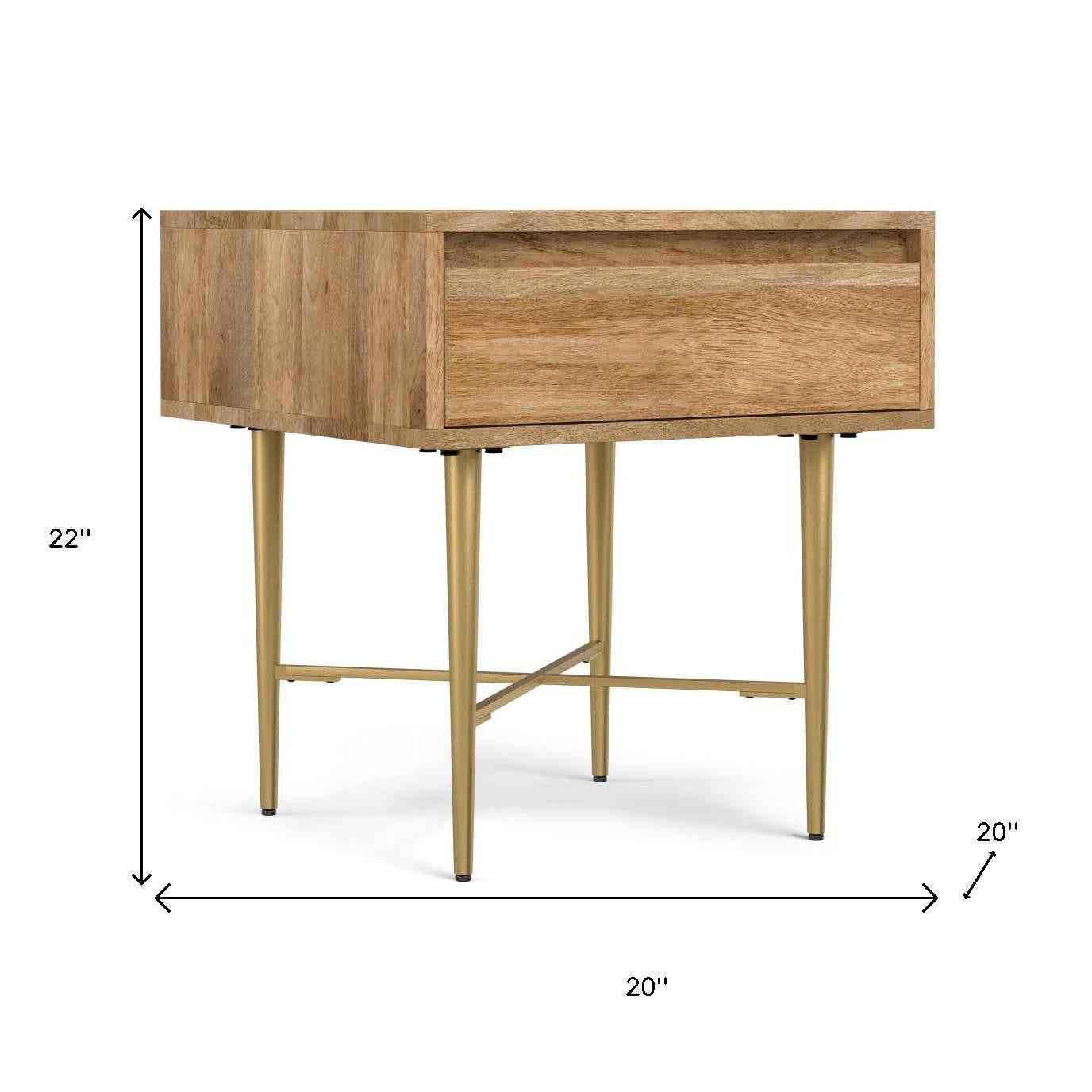 22" Natural Metal Square End Table