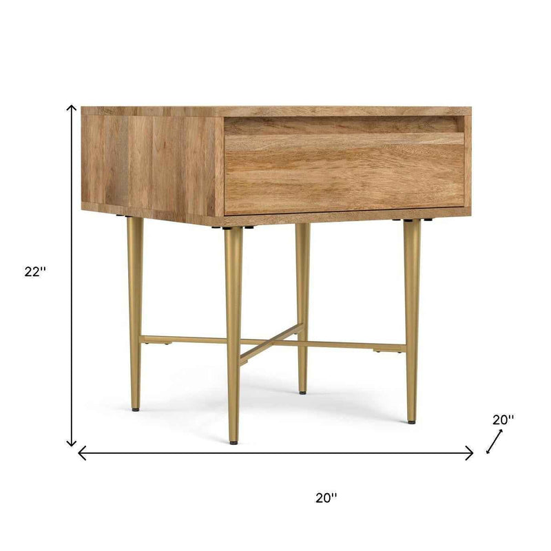 22" Natural Metal Square End Table