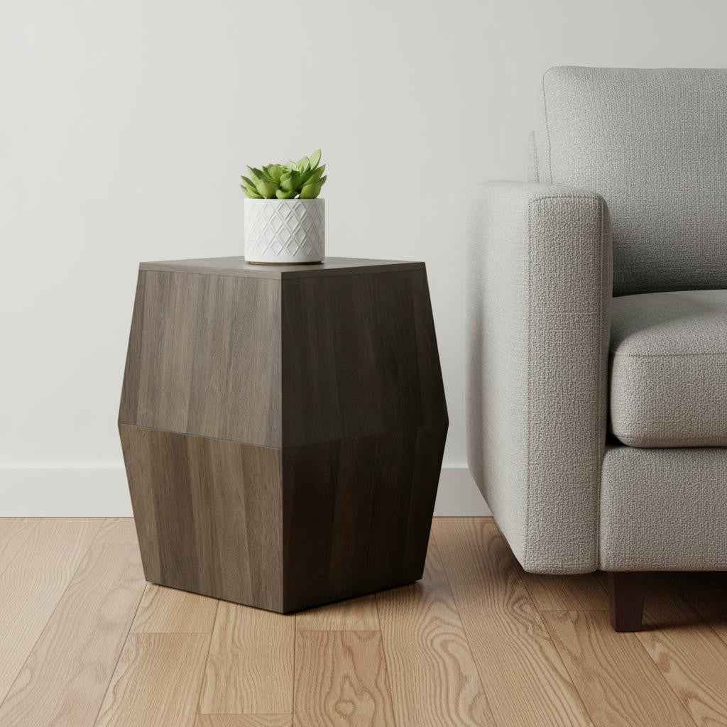 22" Gray Solid Wood End Table