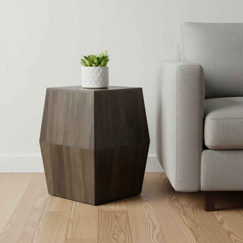 22" Gray Solid Wood End Table