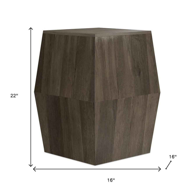 22" Gray Solid Wood End Table