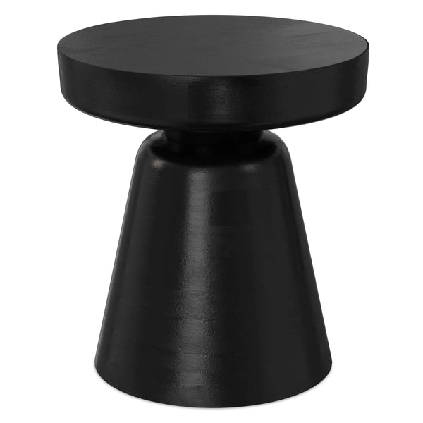 18" Black Solid Wood Round End Table