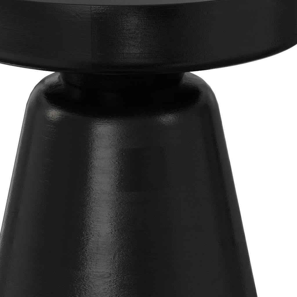 18" Black Solid Wood Round End Table