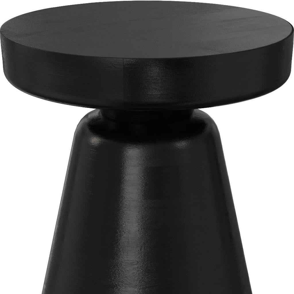 18" Black Solid Wood Round End Table