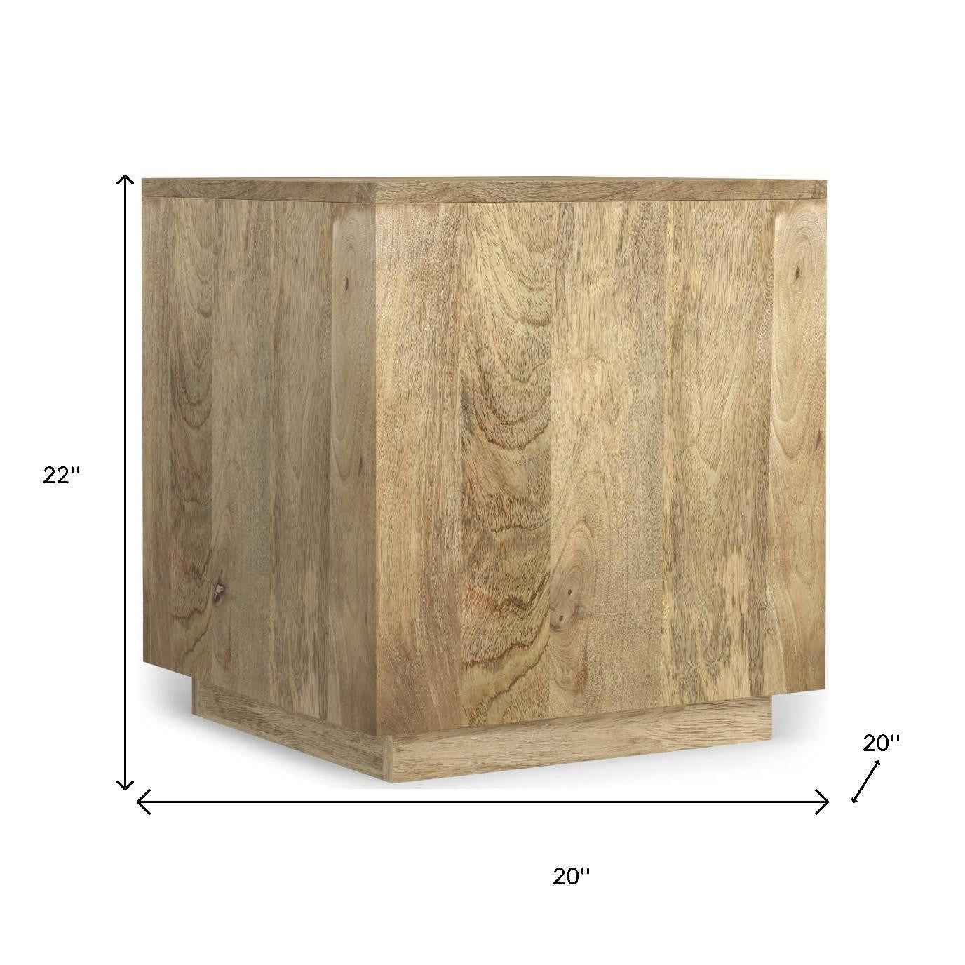 22" Natural Solid Wood Square End Table