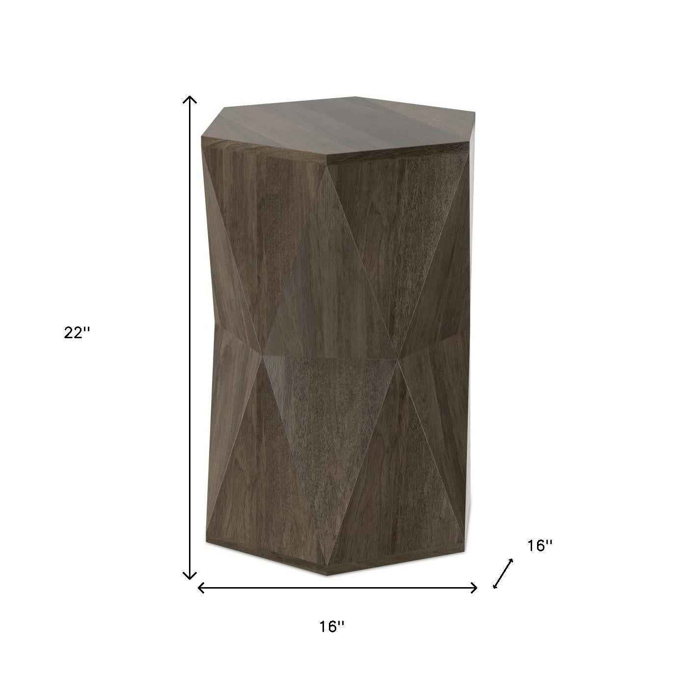 22" Gray Solid Wood End Table