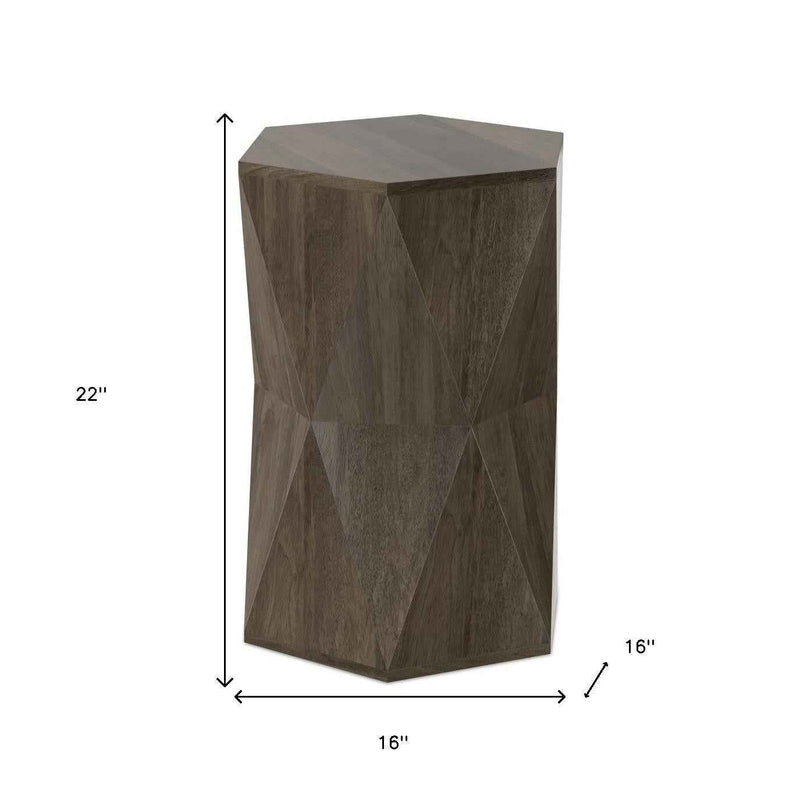 22" Gray Solid Wood End Table