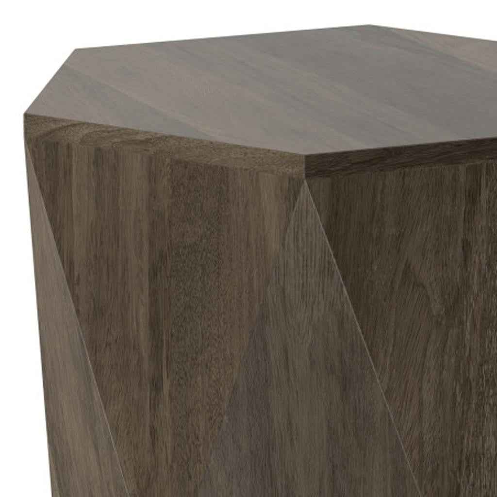 22" Gray Solid Wood End Table
