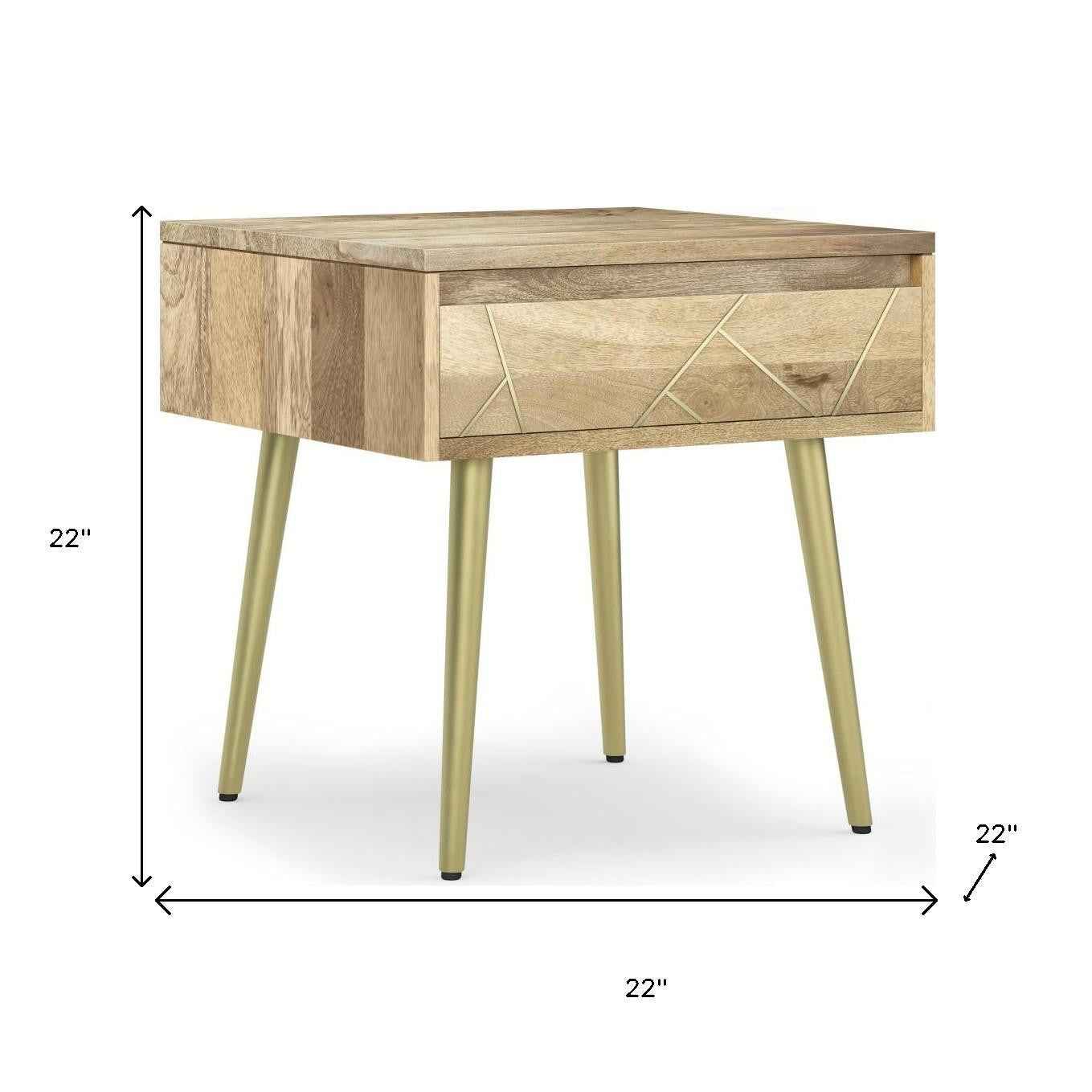 22" Natural Metal End Table