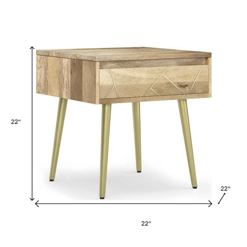 22" Natural Metal End Table