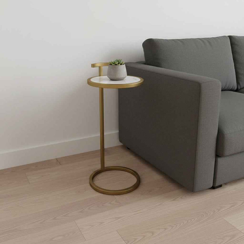 24" White Iron Round End Table