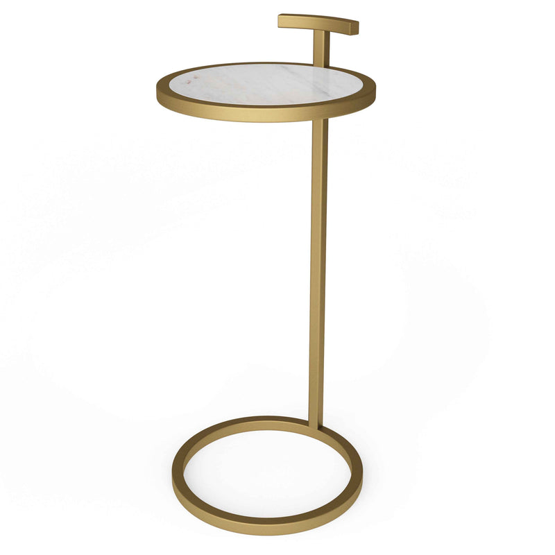 24" White Iron Round End Table