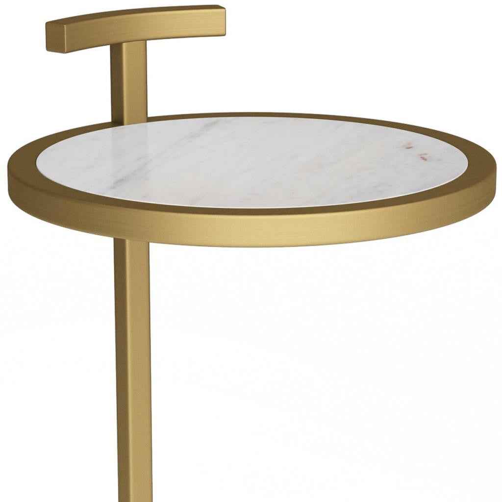 24" White Iron Round End Table