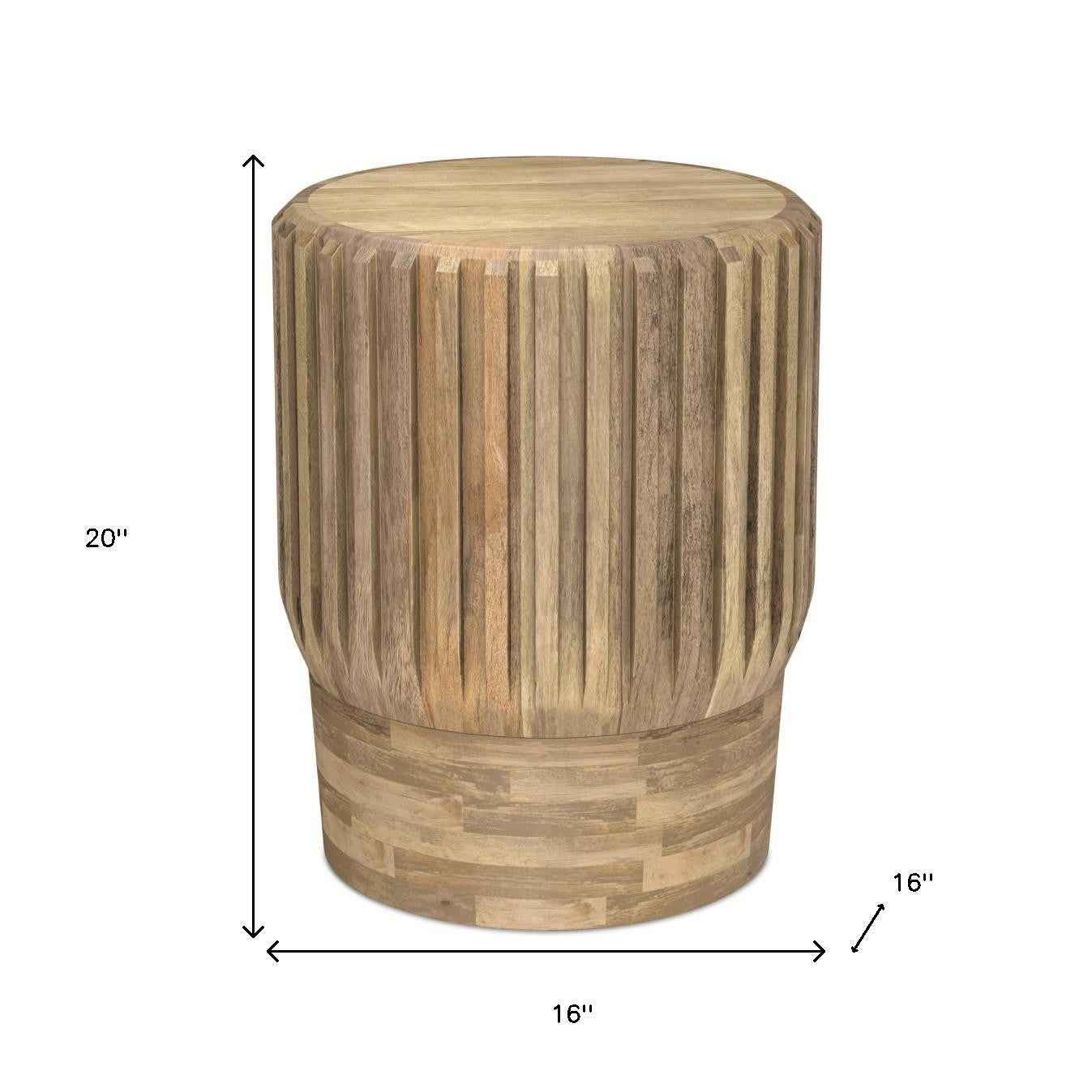 20" Natural Solid Wood Round End Table