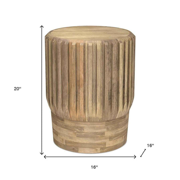 20" Natural Solid Wood Round End Table