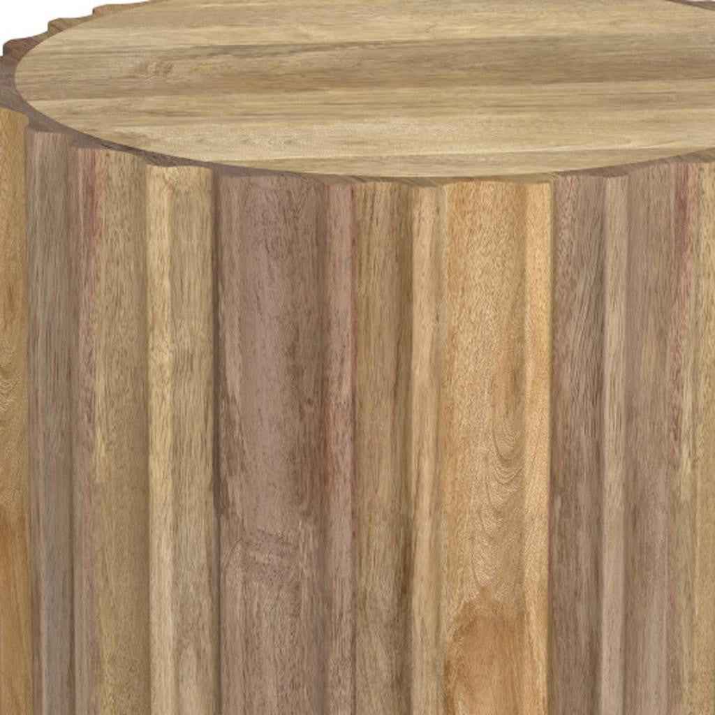 20" Natural Solid Wood Round End Table