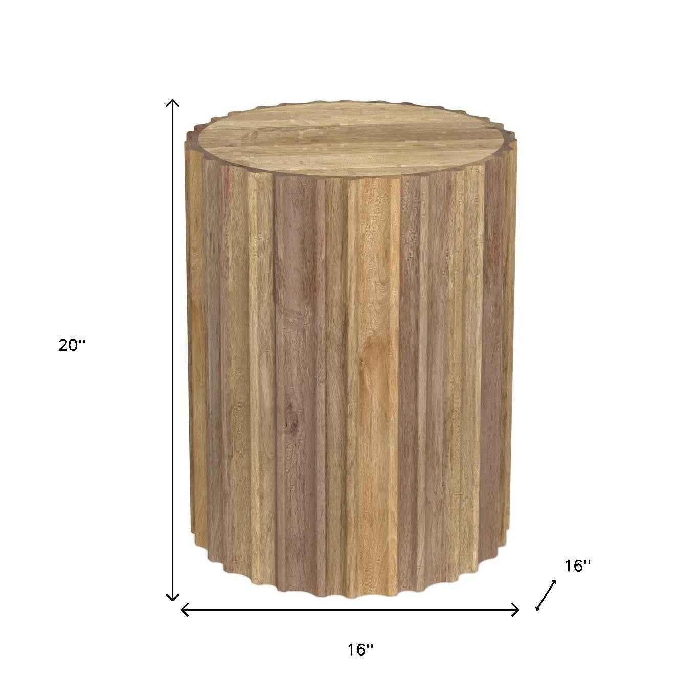 20" Natural Solid Wood Round End Table