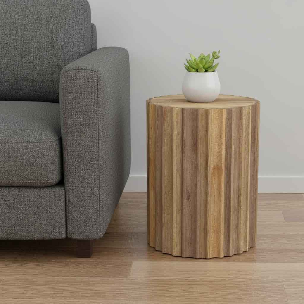 20" Natural Solid Wood Round End Table