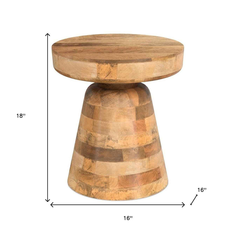 18" Natural Solid Wood Round End Table