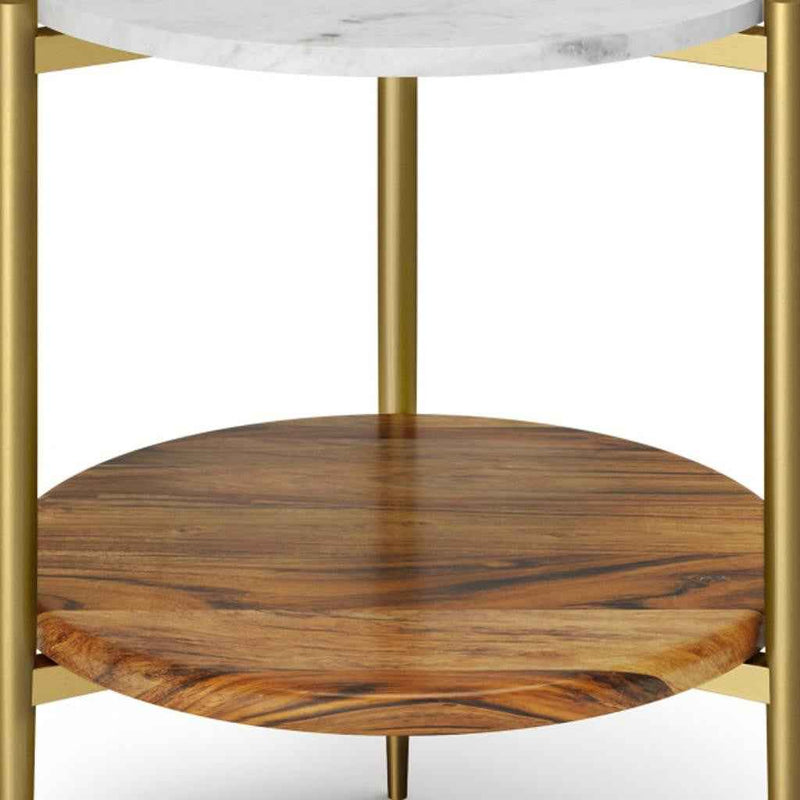 23" White Iron Round End Table