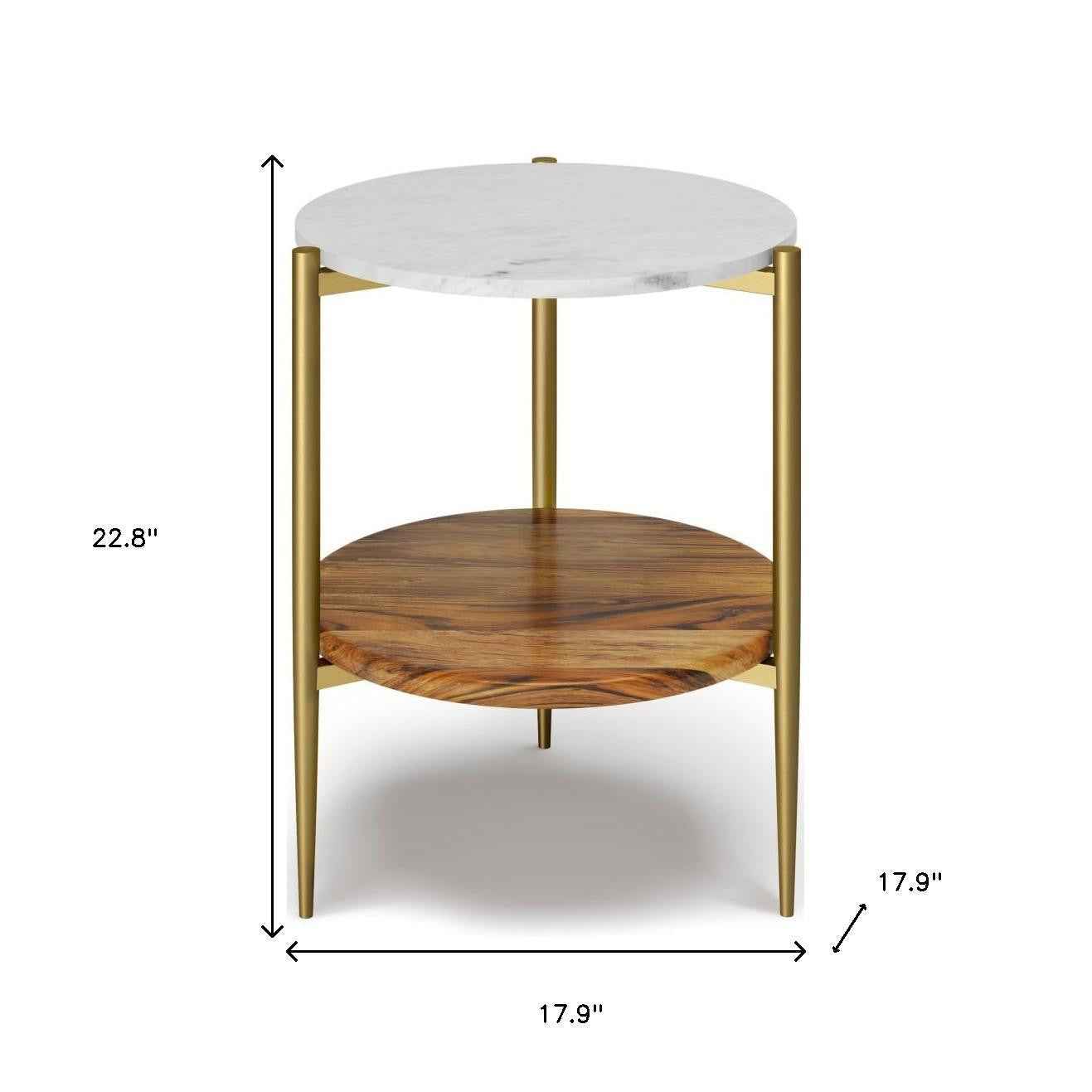 23" White Iron Round End Table