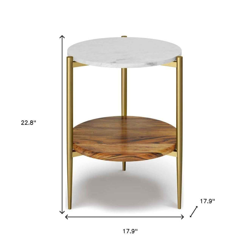 23" White Iron Round End Table