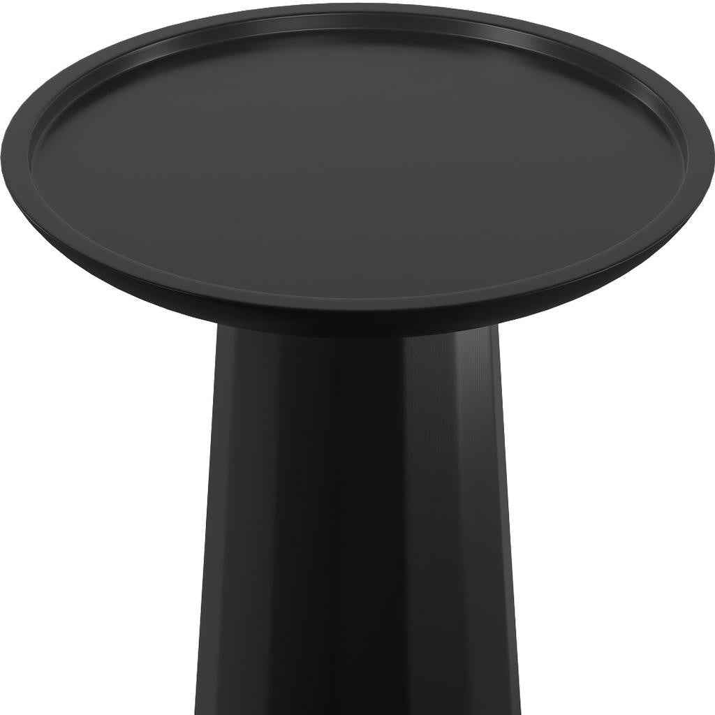 19" Black Solid Wood Round End Table