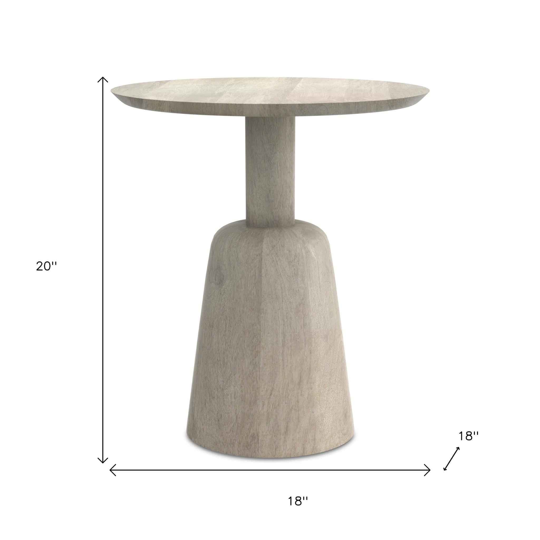 20" White Solid Wood Round End Table