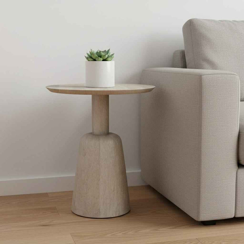 20" White Solid Wood Round End Table