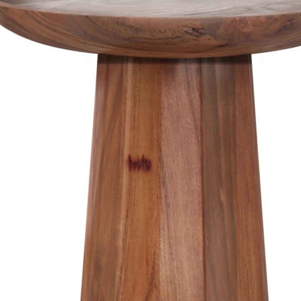 19" Cream Solid Wood Round End Table