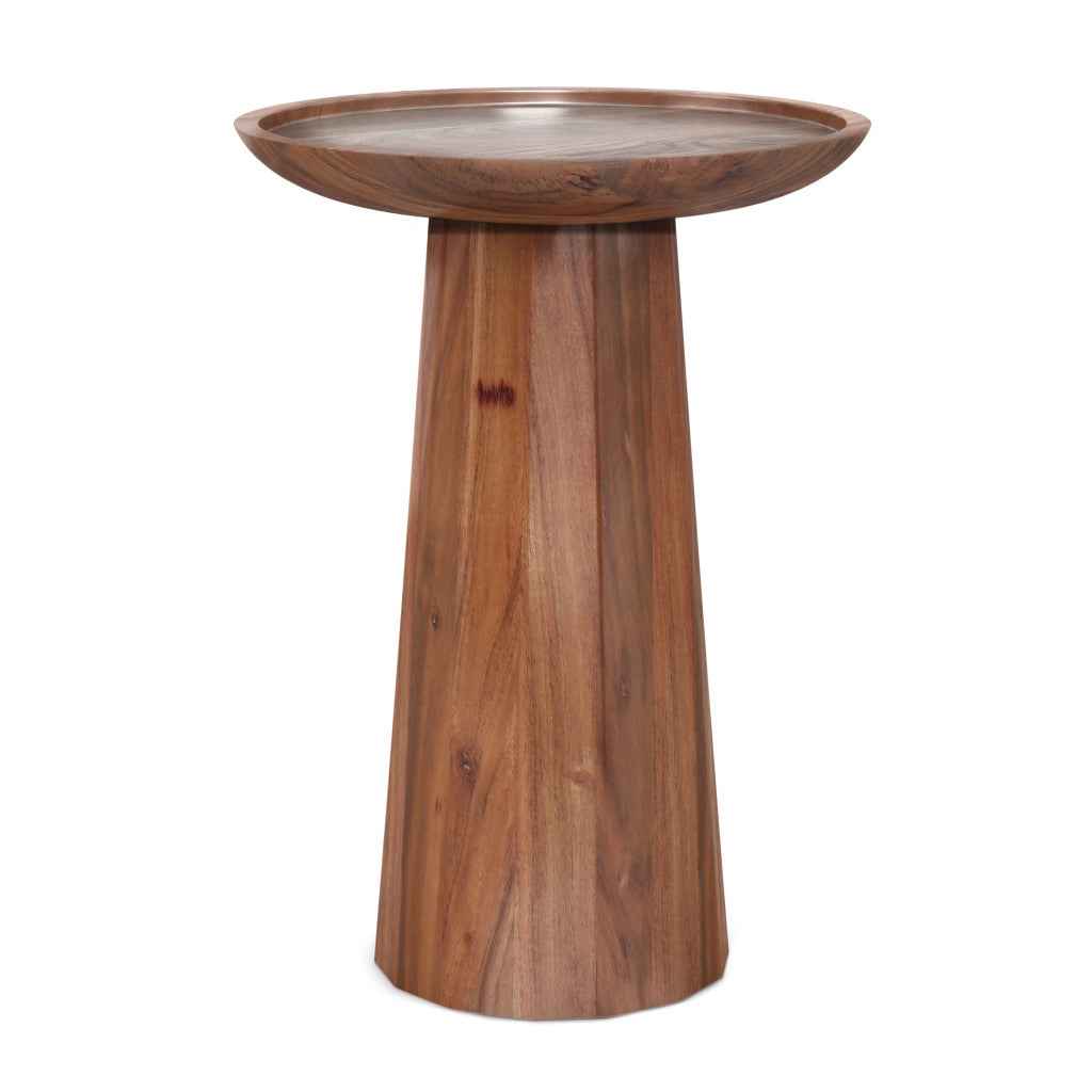 19" Cream Solid Wood Round End Table