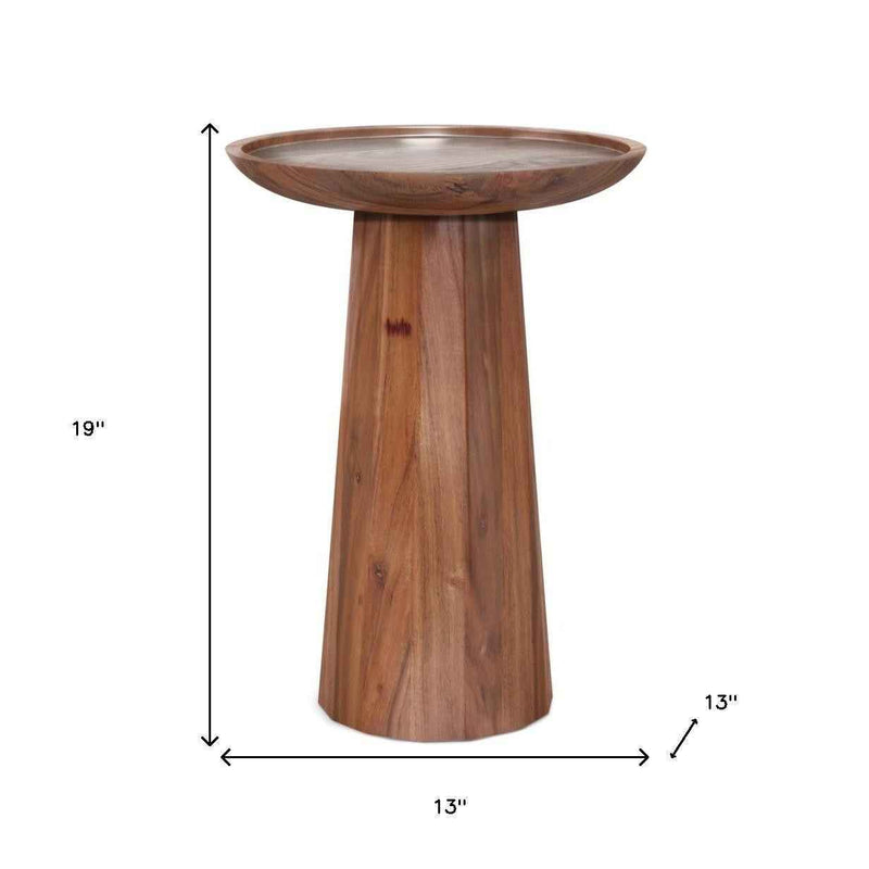 19" Cream Solid Wood Round End Table