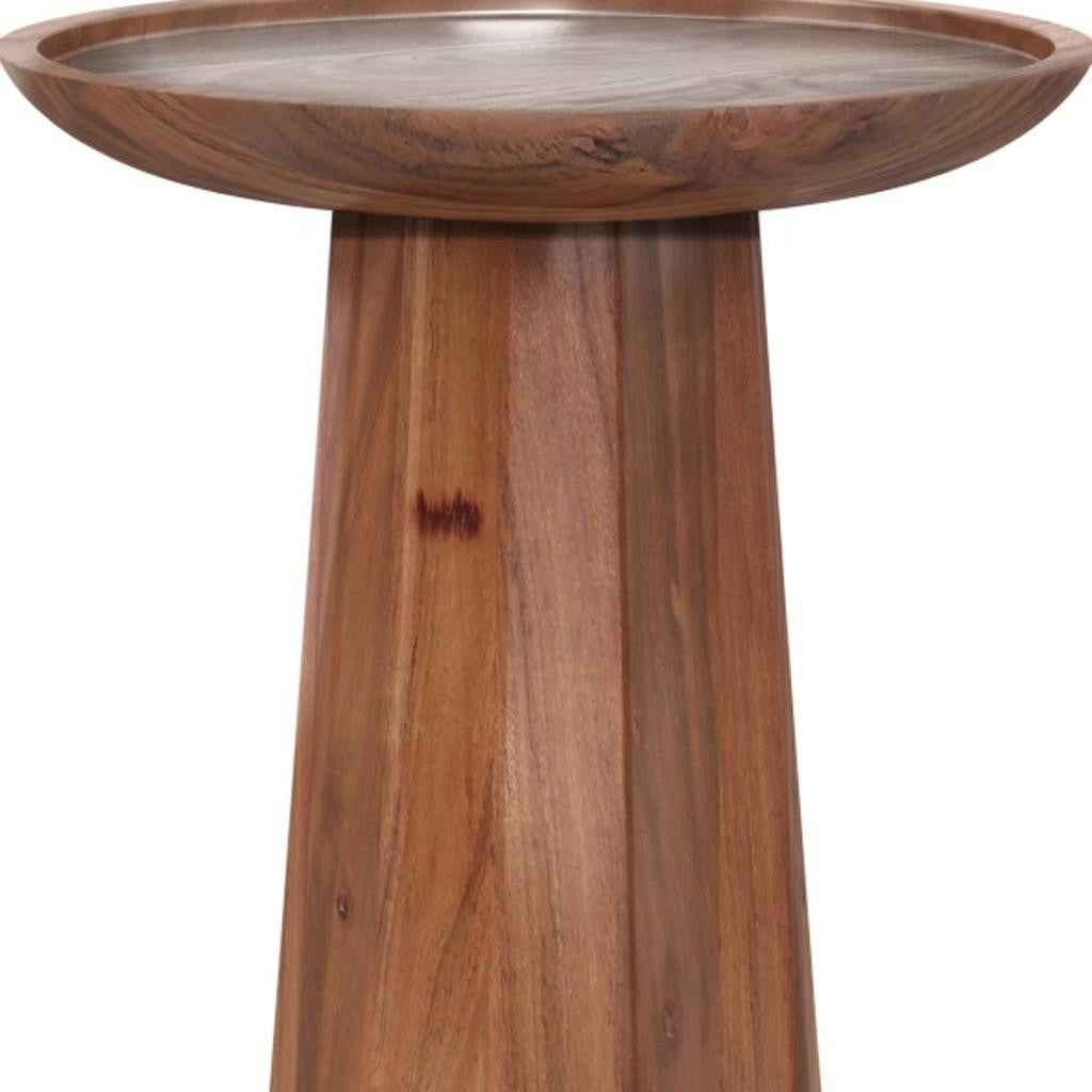 19" Cream Solid Wood Round End Table