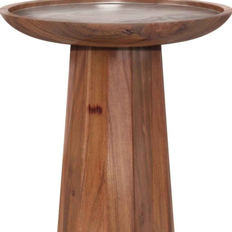 19" Cream Solid Wood Round End Table