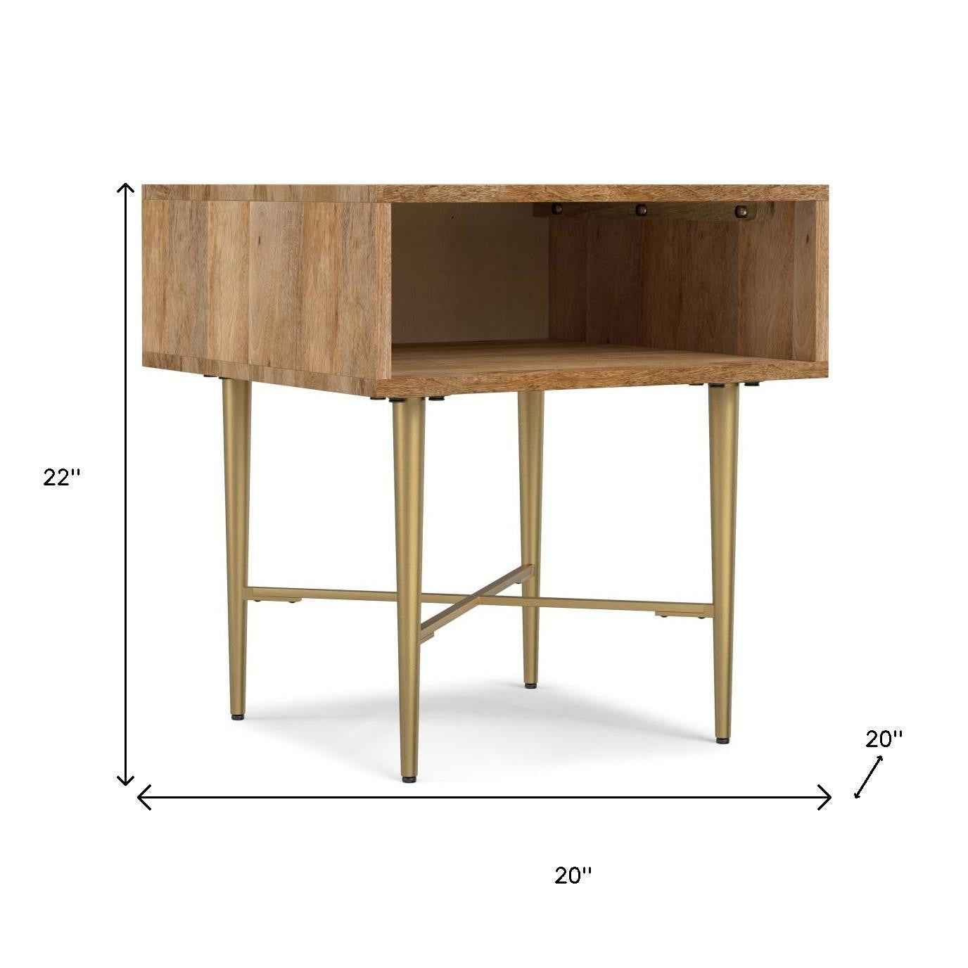 22" Natural Metal Square End Table