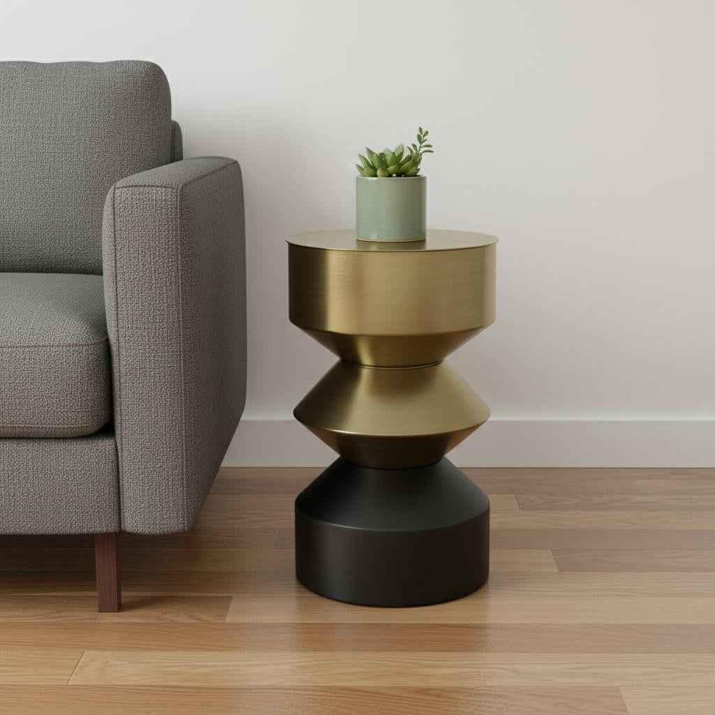 20" Black Iron Round End Table